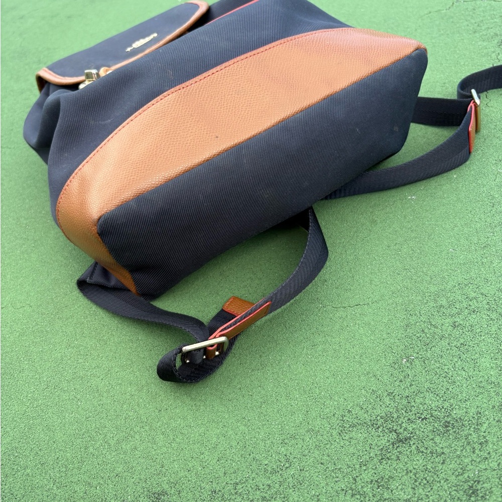 Coach Navy and Tan Sawyer Canvass/ Leather Medium Backpack with Gold Hardware - Picture 4 of 8